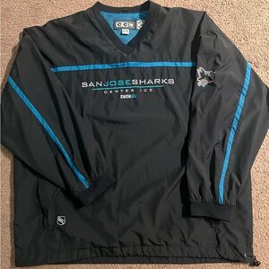 Vintage San Jose Sharks CCM Pullover Jacket Adult Size XL NHL Hockey